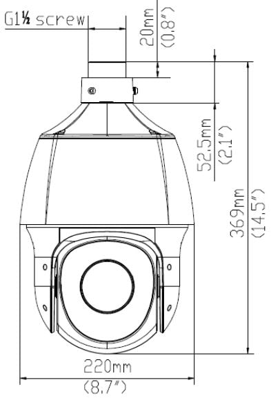Габаритные размеры поворотной IP камеры UNIVIEW IPC6322SR-X22P-C