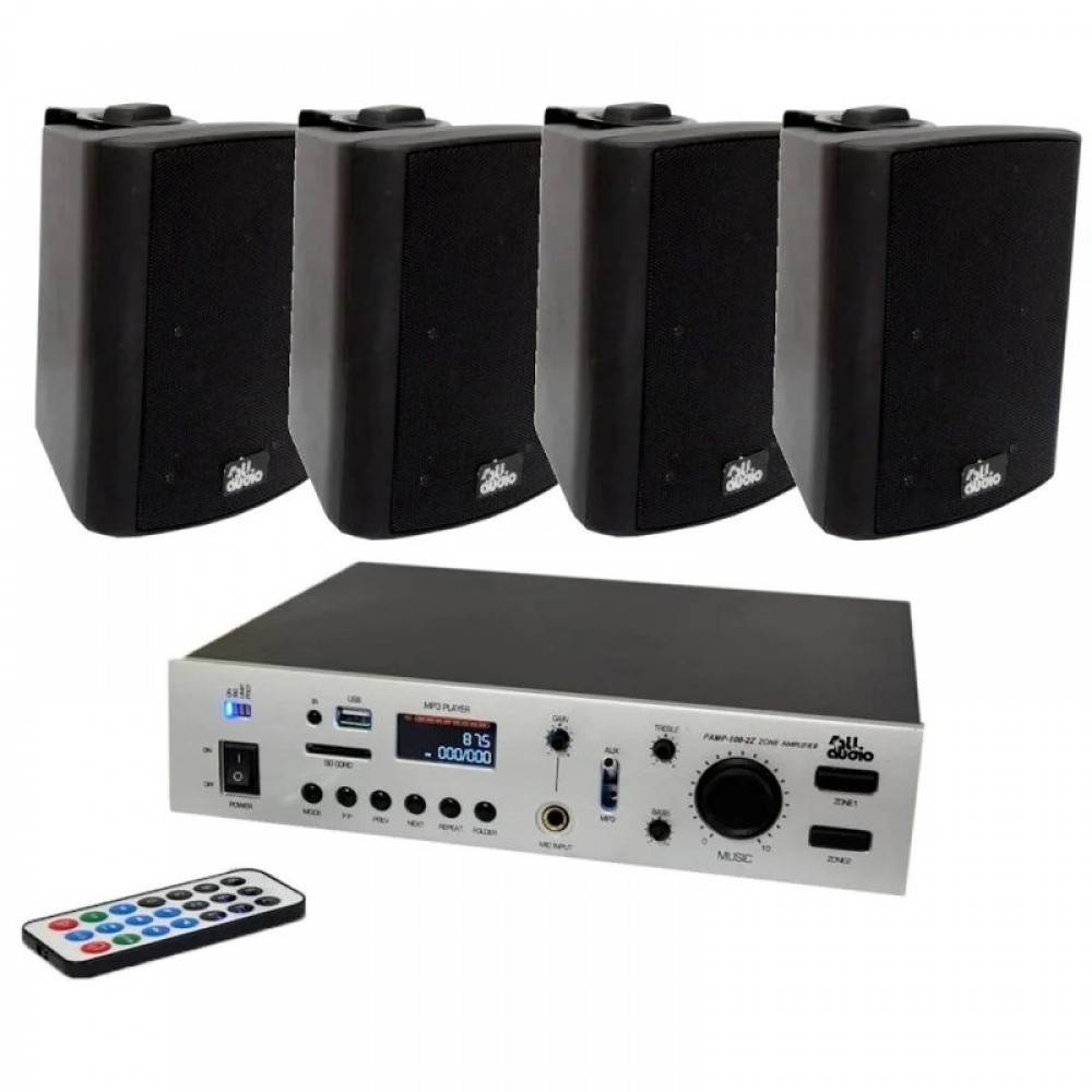 SET 4xWALL 420 Black 1xPAMP-100-2z 4ALL AUDIO комплект фонового звука