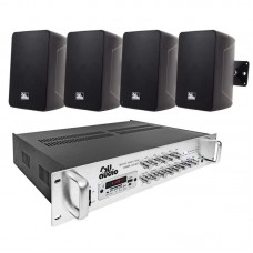 SET 4xWALL 420 IP55 Black 1xPAMP-120-5Zi 4ALL AUDIO комплект фонового звуку