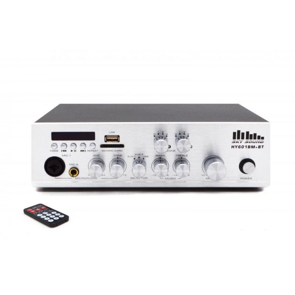 HY-601MB+BT (2-ZONE/2*60W) SKY SOUND трансляционный усилитель