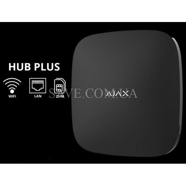 Hub Plus AJAX Интеллектуальная централь с Wi-Fi, Ethernet и поддержкой двух SIM-карт (2G и 3G)