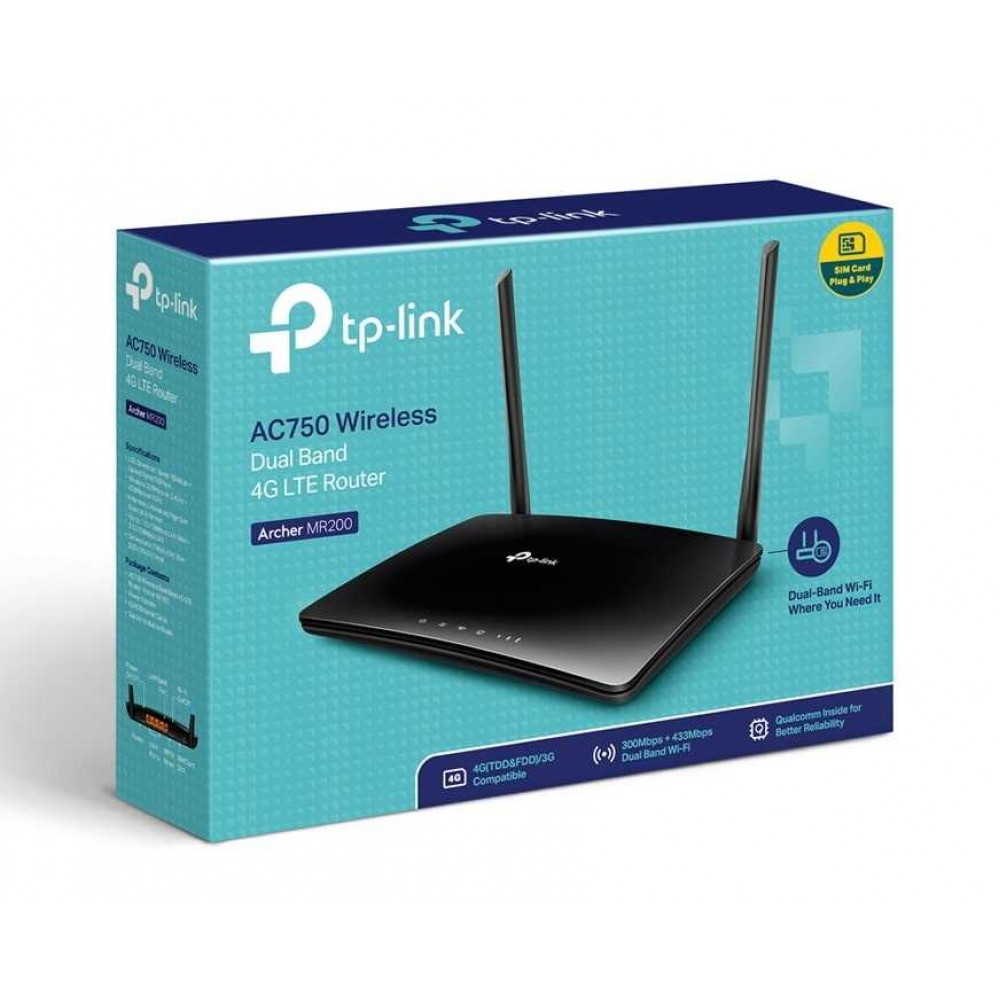 Archer MR200 TP-LINK Стационарный 3G/4G Wi-Fi роутер с входами для MIMO антенны