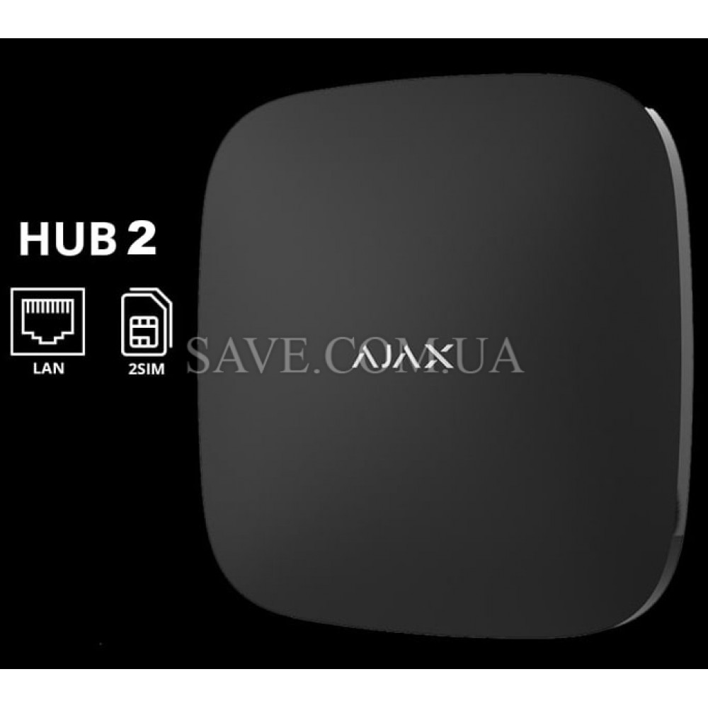 Hub 2 AJAX Интеллектуальная централь с фотоверификацией, модулем Ethernet и поддержкой двух SIM-карт