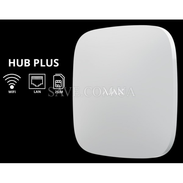 Hub 2 Plus AJAX Интеллектуальная централь с фотоверификацией, Ethernet, Wi-Fi и двумя SIM (2G, 3G, LTE)