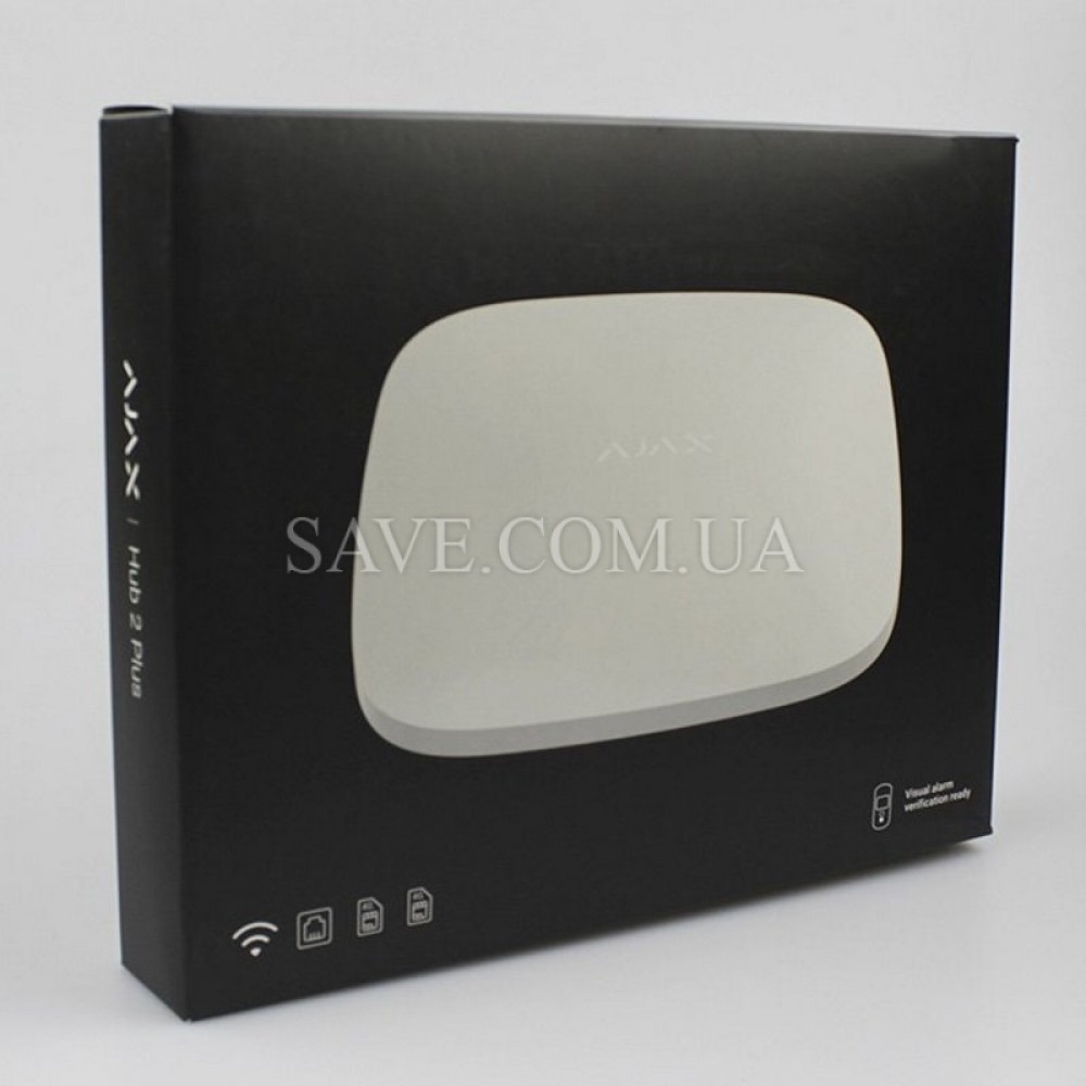 Hub 2 Plus AJAX Інтелектуальна централь з фотоверифікацією, Ethernet, Wi-Fi та двома SIM (2G, 3G, LTE)