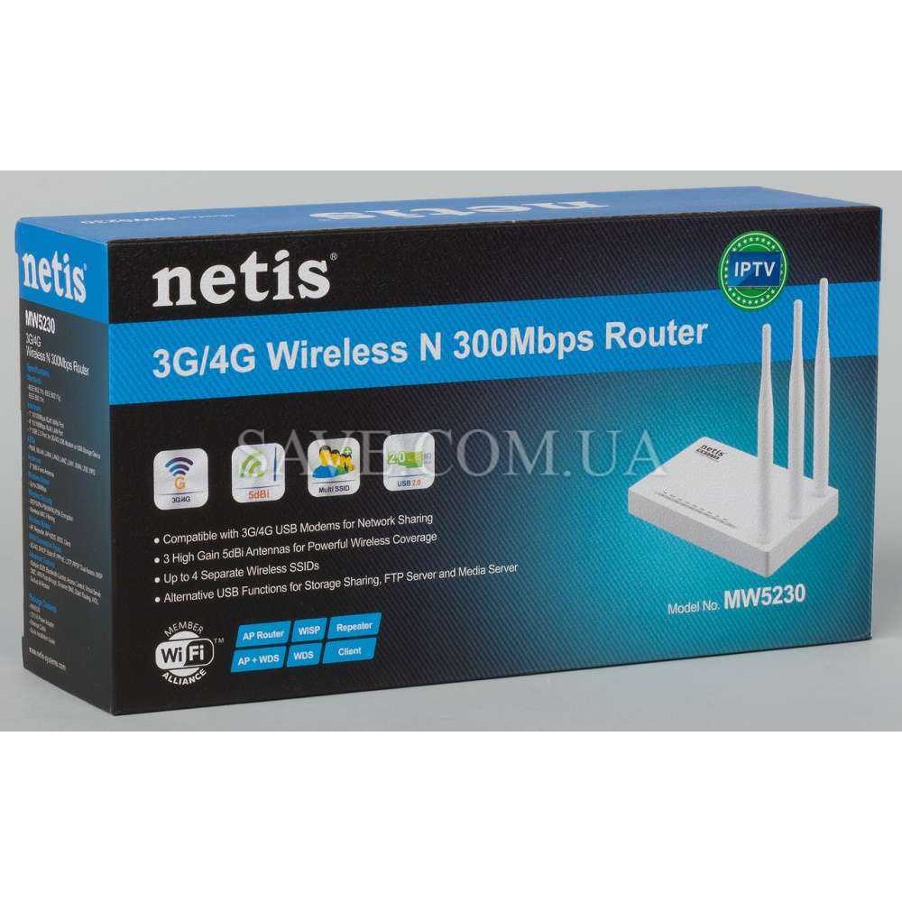 MW5230 NETIS Wi-Fi роутер (маршрутизатор) с поддержкой 3G / 4G модемов