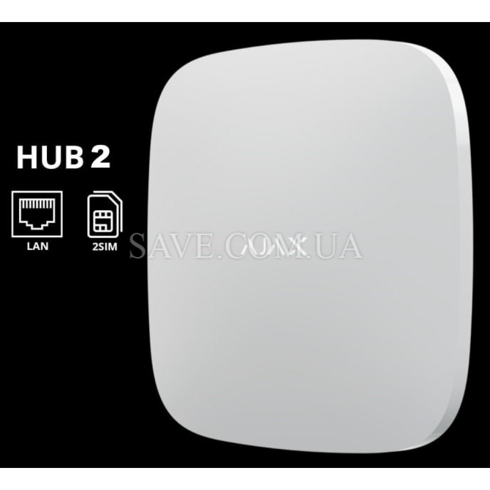 Hub 2 AJAX Интеллектуальная централь с фотоверификацией, модулем Ethernet и поддержкой двух SIM-карт