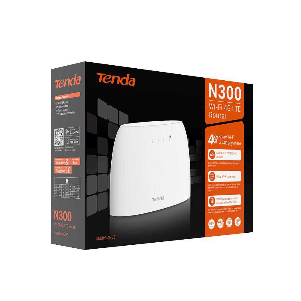 4G03 TENDA Стационарный 3G/4G Wi-Fi роутер с входами для MIMO антенны