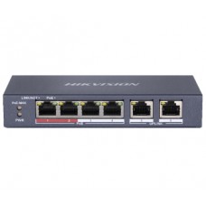 DS-3E0106P-E/M HIKVISION 4-канальный неуправляемый POE коммутатор