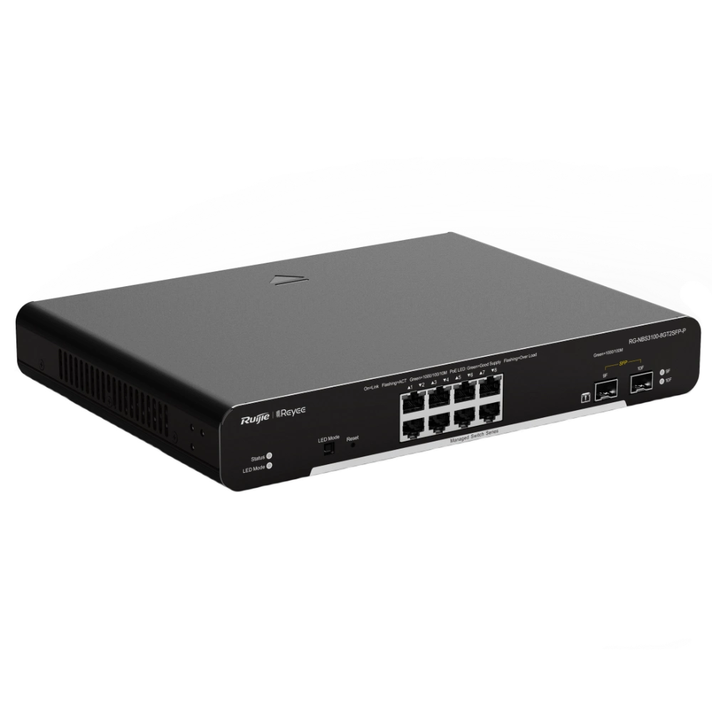 RG-NBS3100-8GT2SFP-P RUIJIE REYEE 8-портовый гигабитный L2 управляемый POE коммутатор