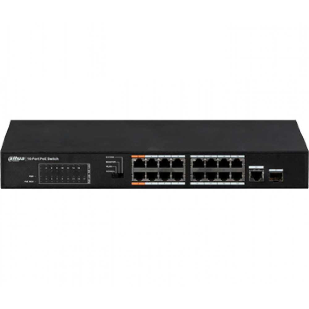 DH-PFS3117-16ET-135 DAHUA 16-портовый неуправляемый POE коммутатор