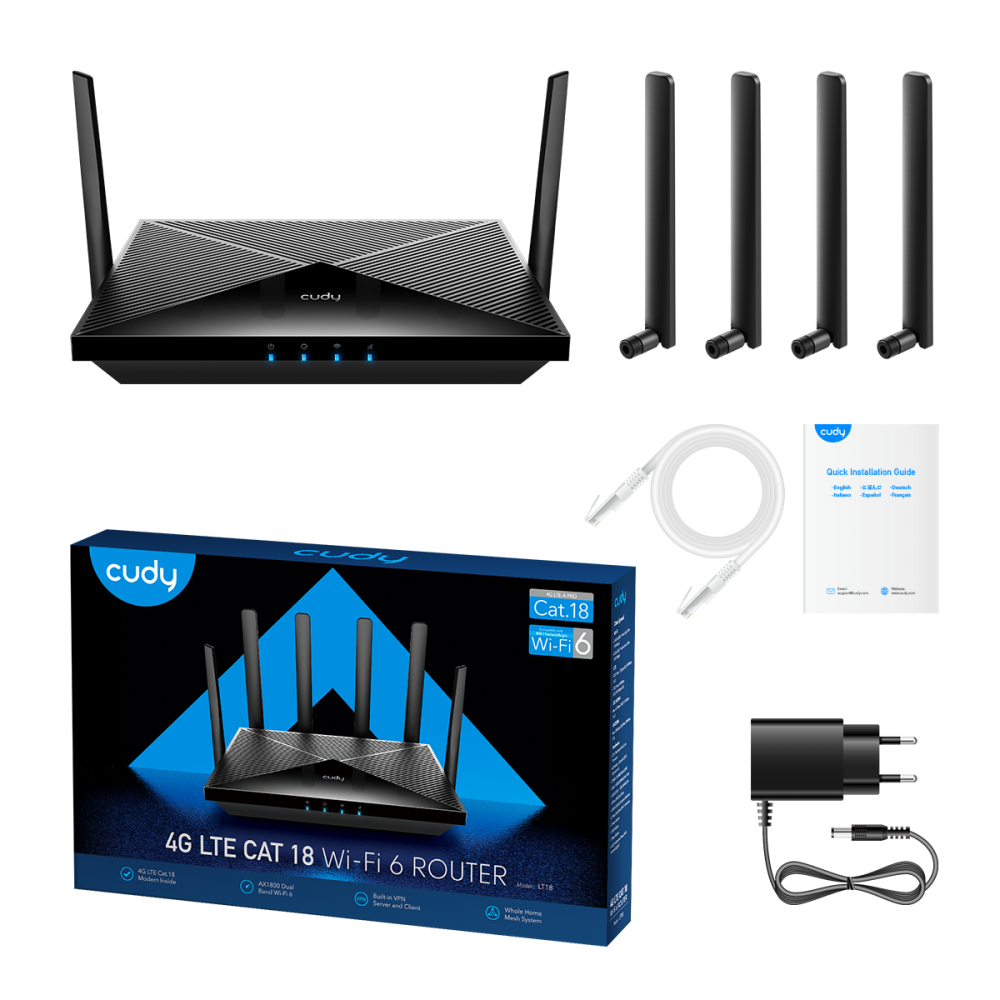 CUDY LT18 Стационарный 3G/4G Wi-Fi роутер с входами для MIMO антенны