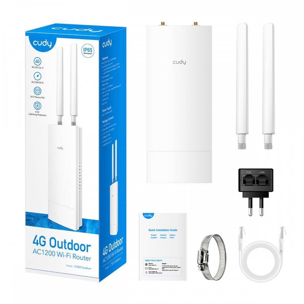 CUDY LT500 OUTDOOR Зовнішня 3G/4G точка доступу з Wi-Fi та LTE Cat. 4 модемом