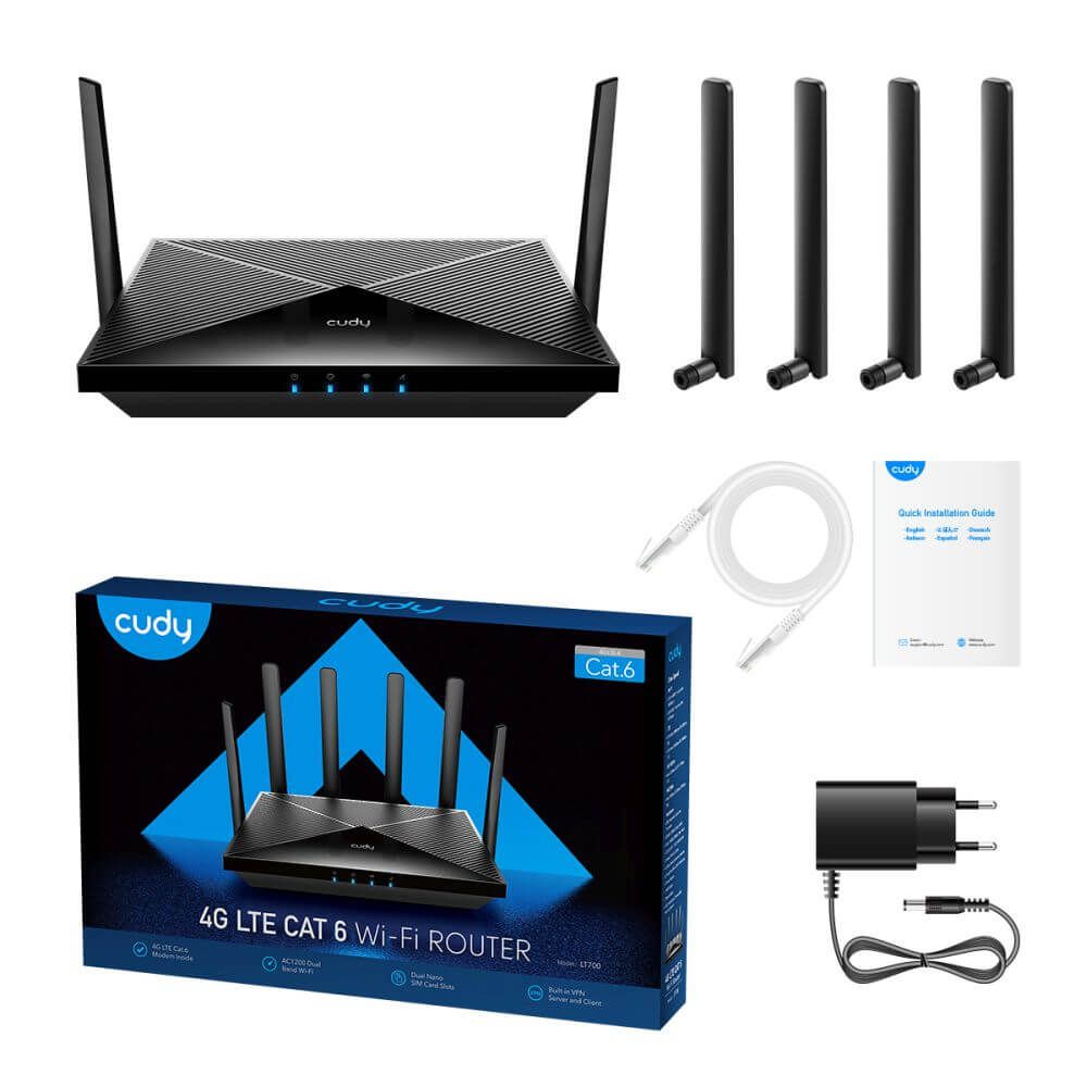 CUDY LT700 Стационарный 3G/4G Wi-Fi роутер с входами для MIMO антенны